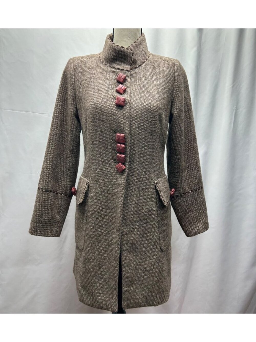 Soft Surroundings Yorkshire Tweed Wool Coat VNT PS Stand Collar Pockets